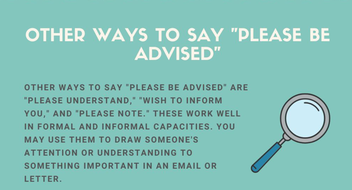Other Ways to Say "Please Be Advised"